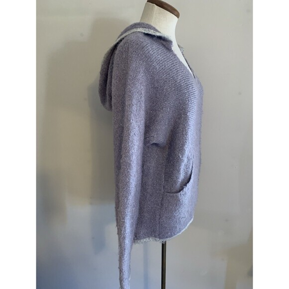 prAna Shine On Sweater Womens Size XS Purple Hooded Pullover Contrasting Trim - Picture 3 of 8